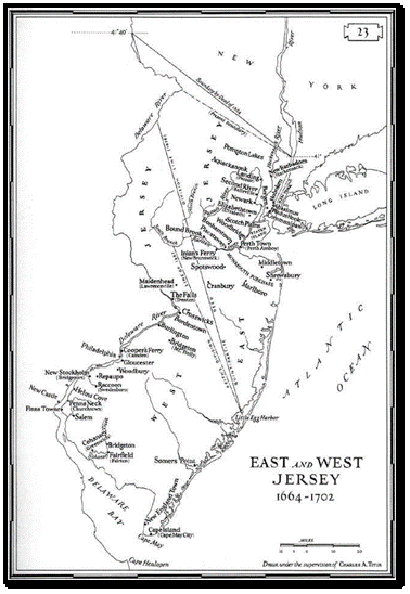 EAST-WEST JERSEY MAP 1664-1702